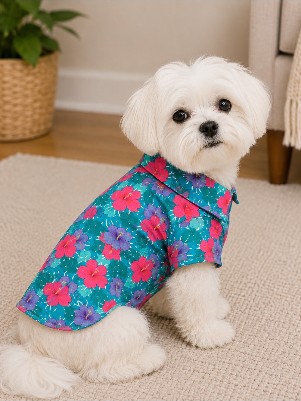 Hawaiian shirt tropical Floral Small dog medium